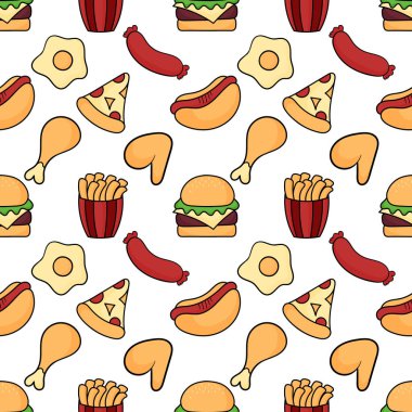 Fast food çizimi kusursuz desen 4