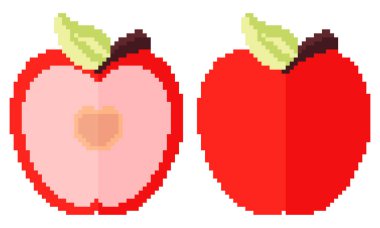 beyaz arkaplanda piksel elma