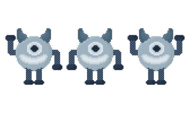 3 farklı biçime sahip piksel robot