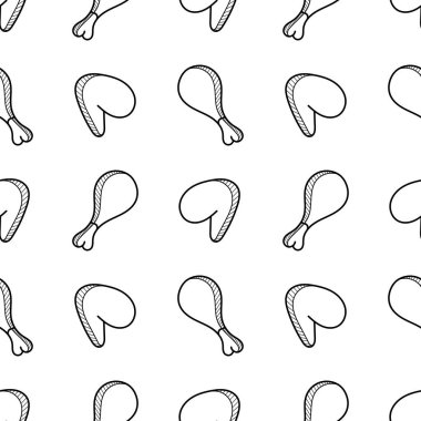 Kızarmış tavuk eli beyaz arka planda kusursuz bir desen çizmiş.