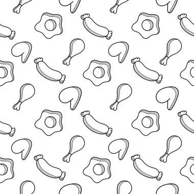 Fast food el beyaz arka planda pürüzsüz desen çizdi