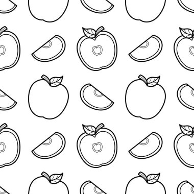 seamless pattern of hand drawn apples on a white background