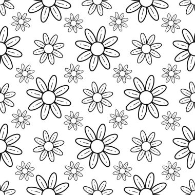 floral hand drawn seamless pattern on white background