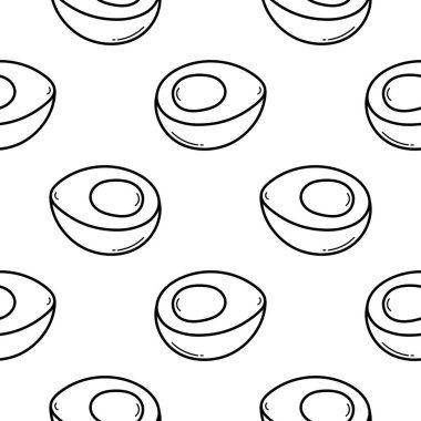 hand drawn egg seamless pattern on white background