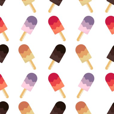 Beyaz arka plan üzerinde renkli dondurma seamless modeli