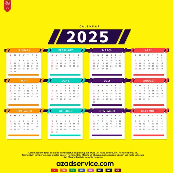 Yıl 2025 Takvim, Yıl 2025 Takvim basılabilir