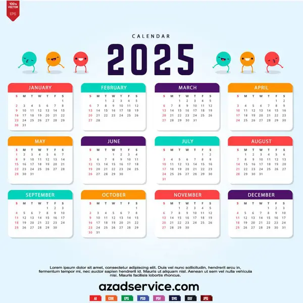Yıl 2025 Takvim, Yıl 2025 Takvim basılabilir