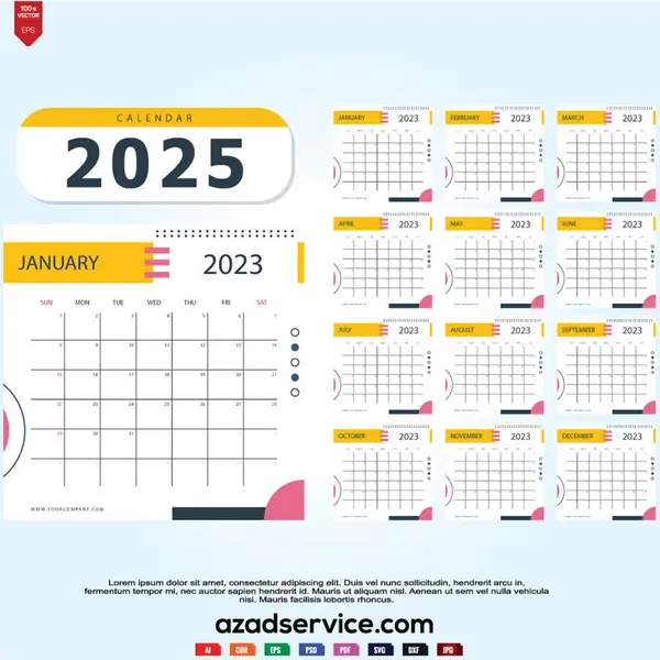 Takvim 2025 Vektör Resimleri