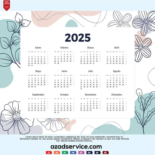 Takvim 2025 Vektör Resimleri