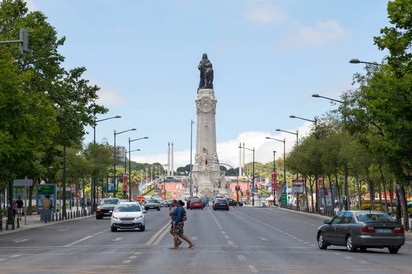 Lisbon Portugal June 2018 Monument Marquis Pombal Middle Roundabout — Stock Photo, Image