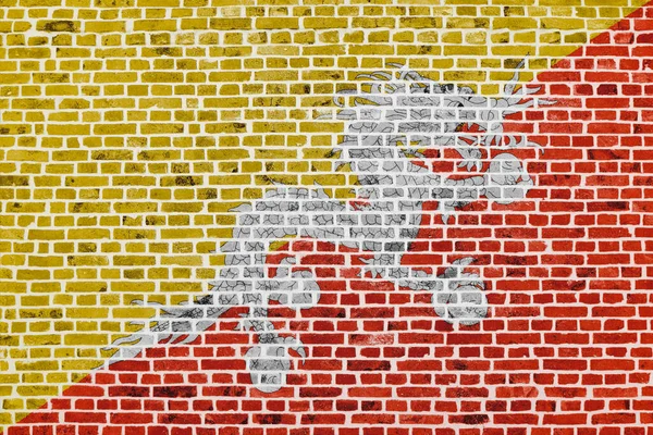 Close Brick Wall Flag Bhutan Painted — Stock Photo, Image