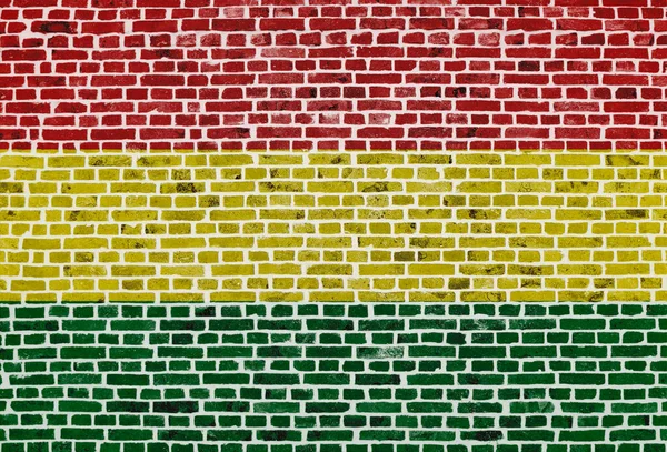 Close Een Bakstenen Muur Met Daarop Vlag Van Bolivia Geschilderd — Stockfoto
