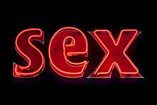 Närbild Röd Neon Ljus Formad Ordet Sex — Stockfoto