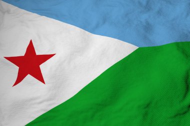 Djibouti bayrağını 3 boyutlu olarak sallarken tam kare yakın plan.