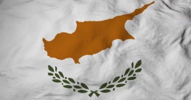 Kıbrıs Rum Kesimi 'nin bayrağını üç boyutlu olarak dalgalandırırken tam kare yakın plan.
