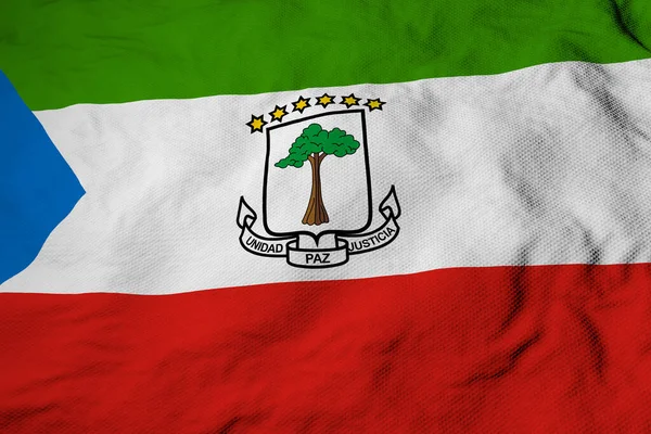 Kompletní Snímek Vlnící Vlajce Rovníkové Guineje Vykreslování — Stock fotografie