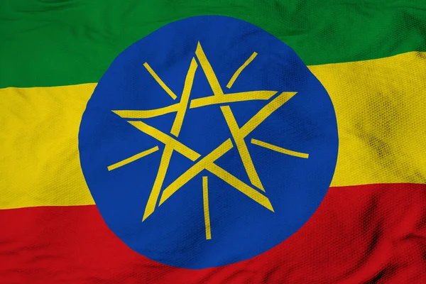 Teljes Képkeret Közelkép Egy Integető Zászló Etiópia Renderelés — Stock Fotó