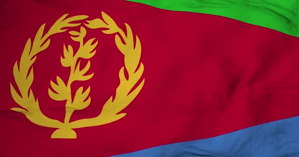 Volledige Frame Close Van Zwaaiende Vlag Van Eritrea Rendering — Stockvideo