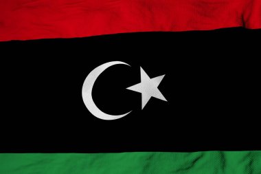 Libya 'nın bayrağını 3D olarak dalgalandıran tam kare görüntüsü.