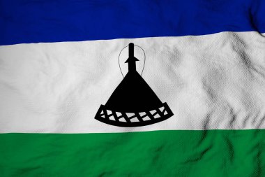 Lesotho 'nun sallanan bayrağının 3 boyutlu görüntüsünün tam kare görüntüsü.