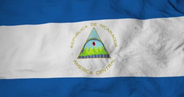 Nikaragua 'nın sallanan bayrağına 3D görüntüleme ile tam kare yakın plan.