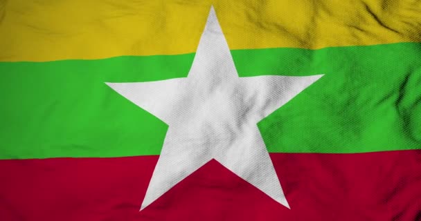 Volledig Frame Close Van Wapperende Vlag Van Myanmar Rendering — Stockvideo