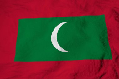 Full frame close-up on a waving flag of the Maldives in 3D rendering.