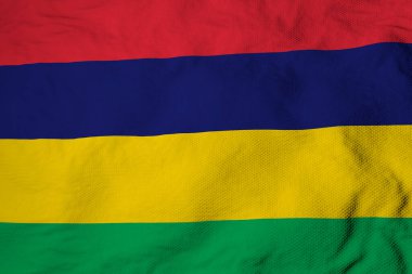 Full frame close-up on a waving flag of Mauritius in 3D rendering.