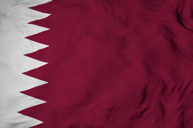 Full frame close-up on a waving flag of Qatar in 3D rendering.