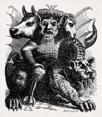 Asmodaeus by Louis Le Breton made in 1863 for the Dictionnaire infernal writen by Jacques Collin de Plancy.
