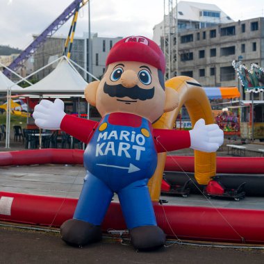 Saint Denis, Reunion - December 15 2016: Inflated Mario Bros with written 