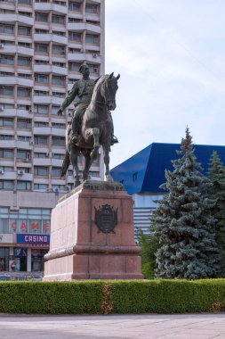 Chisinau, Moldova - June 26 2018: Equedestrian statue of Grigory Ivanovich, an adventurist, Soviet military and political figure, and participant in the Russian Civil War.