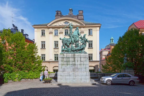 Стокгольм Швеция Июня 2019 Года Бронзовая Статуя Святого Георгия Дракона — стоковое фото
