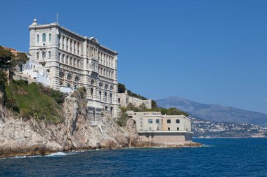 Monaco-Ville, Monaco - March 28 2019: The Oceanographic Museum is a museum of marine sciences. It is home to the Mediterranean Science Commission. This building is part of the Oceanographic Institute.