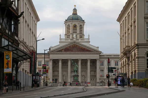 Bryssel Belgien Augusti 2017 Place Royale Med Mitten Statyn Godefroid — Stockfoto