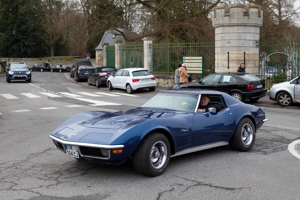 Lamorlaye Francia Enero 2020 Hombre Que Conduce Chevrolet Corvette Stingray — Foto de Stock