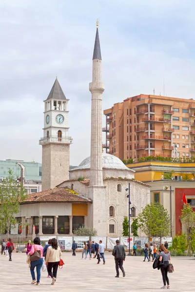 Tirana Albania Abril 2019 Mezquita Hem Bey Torre Del Reloj — Foto de Stock