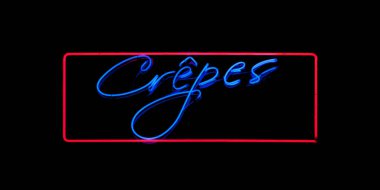 A blue neon light shaped into the word 