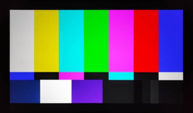 Bir TV test ekranına yakın çekim.