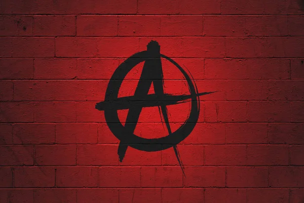 Obrázek Vlajky Anarchisty Namalované Zdi Tvárnice — Stock fotografie