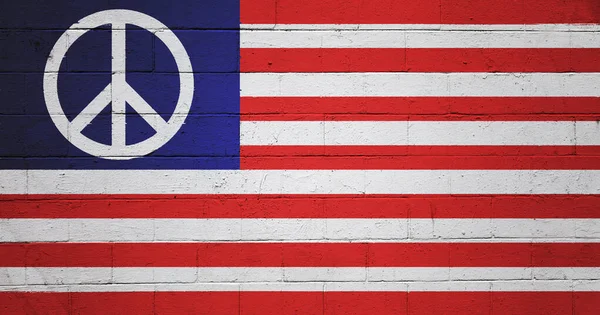 Immagine Una Bandiera Pace Degli Stati Uniti Dipinta Muro Cinder — Foto Stock