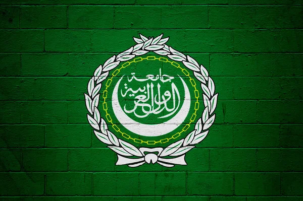 Arap Birliği Nin Bayrağı Tuğla Duvara Boyanmış — Stok fotoğraf