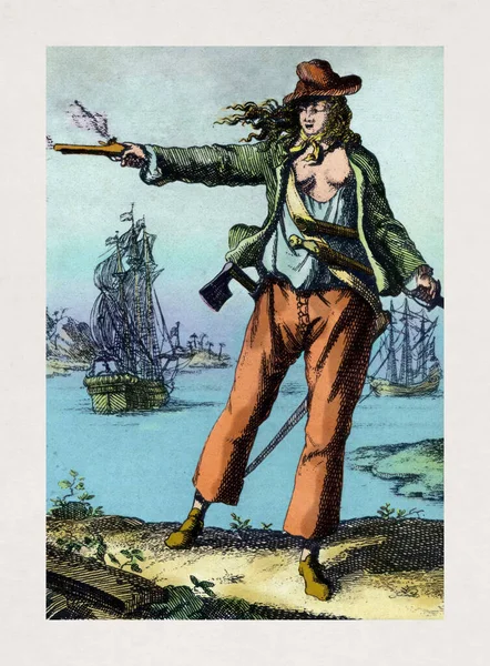 Století Gravírování Ženy Pirátky Anne Bonneyové 1697 1720 Neznámým Umělcem — Stock fotografie
