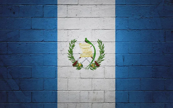 Guatemalská Vlajka Namalovaná Zdi Tvárnic — Stock fotografie