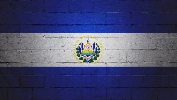 Flagge Salvadors Eine Wand Aus Schlackenblöcken Gemalt — Stockfoto
