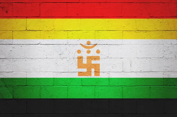 Jainismens Flagga Målad Betongvägg — Stockfoto