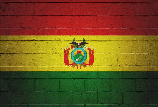 Bandera Bolivia Pintada Una Pared Bloques Cemento — Foto de Stock