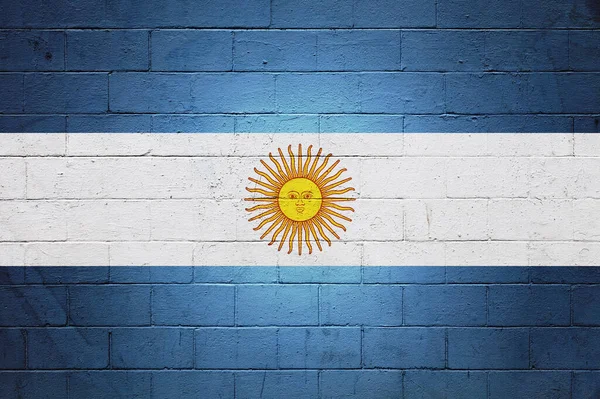 阿根廷国旗画在砖墙上 — 图库照片