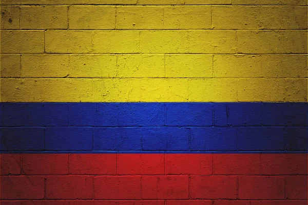 Flag Colombia Painted Cinder Block Wall — Stock Photo, Image
