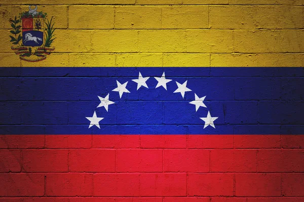 委内瑞拉国旗画在砖墙上 — 图库照片